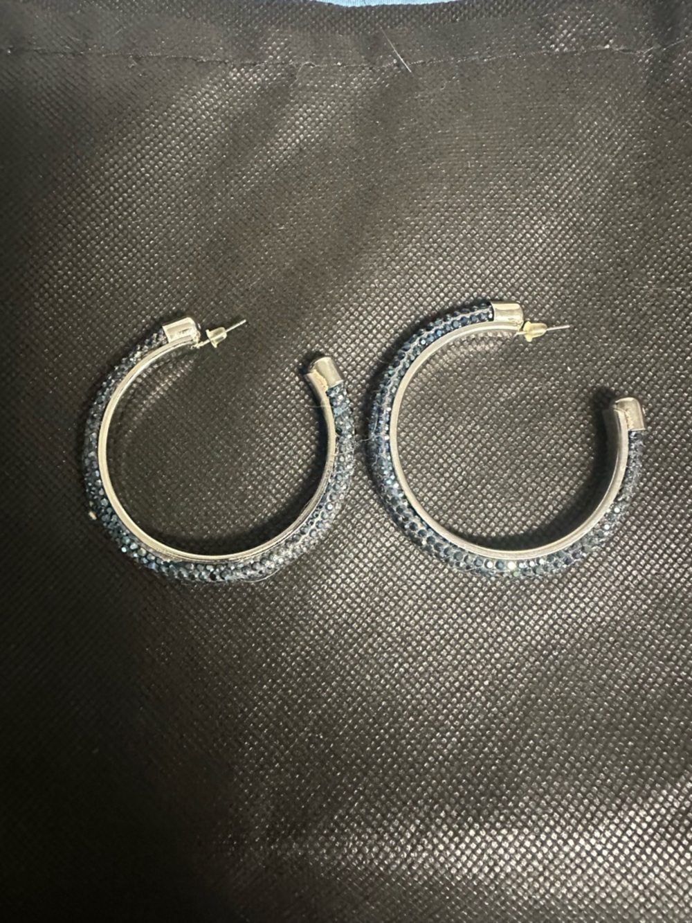 Crystal-Embellished Blue Hoop Earrings - Women's Jewelry